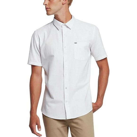 Hurley Men's One and Only Button Front Shirt - White - Picture 1 of 3